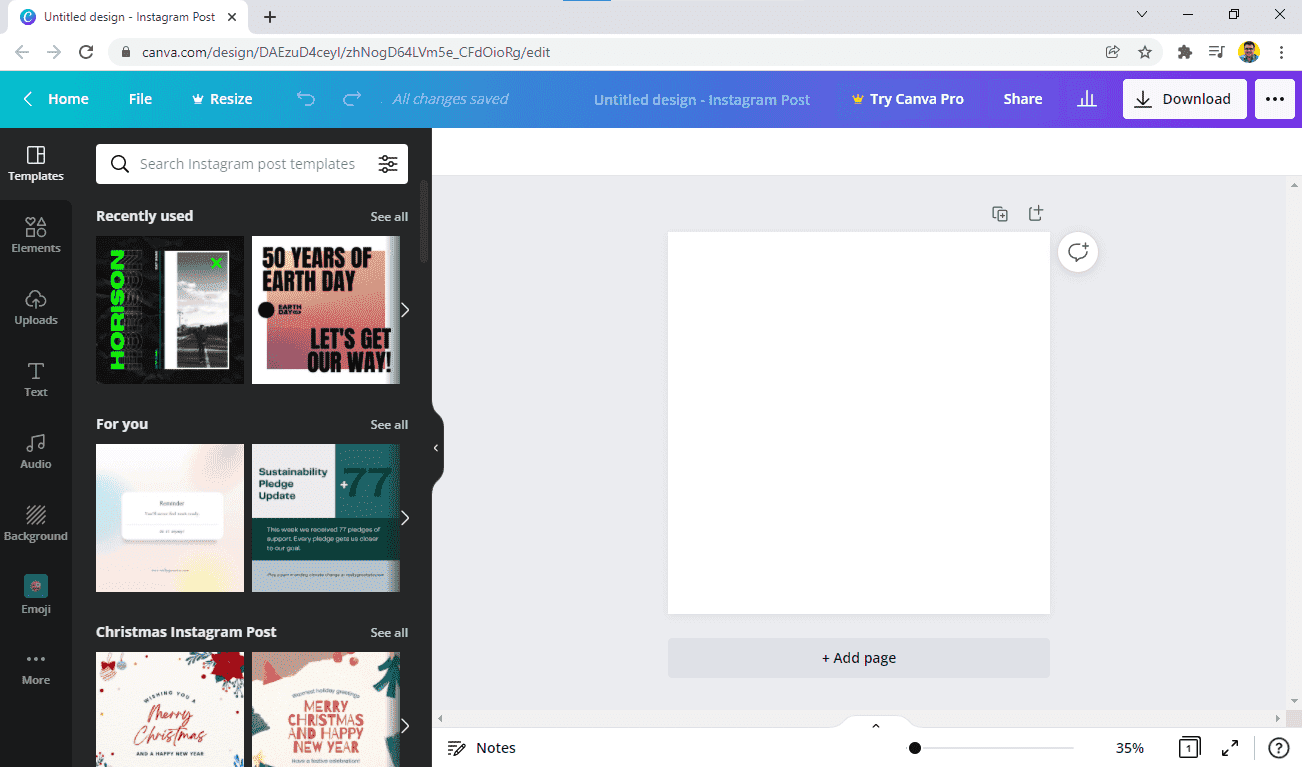 Screenshot of the Canva editor.