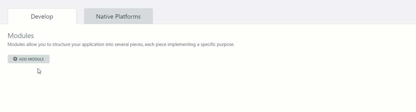 GIF showing how you would create a new module in OutSystems.