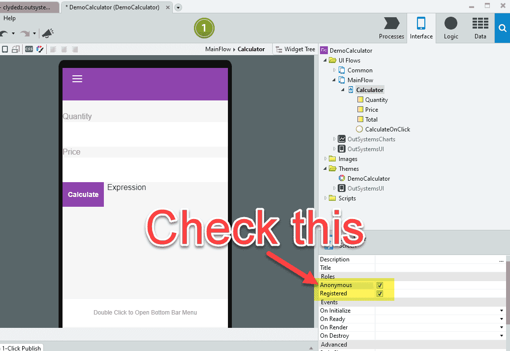 Image showing how to make your app anonymous in OutSystems.