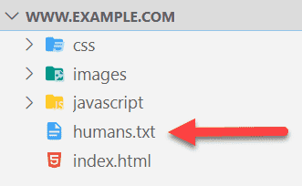 Picture showing where a humans.txt is placed.