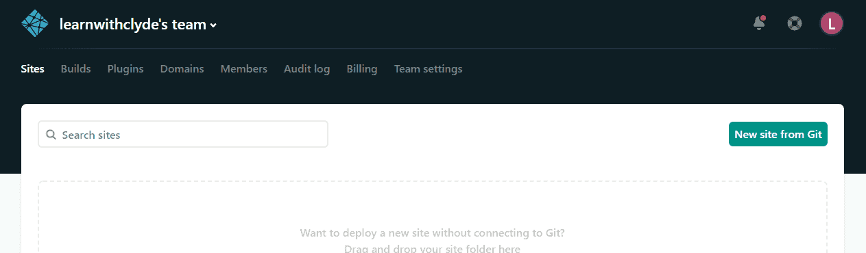 Image showing Netlify dashboard