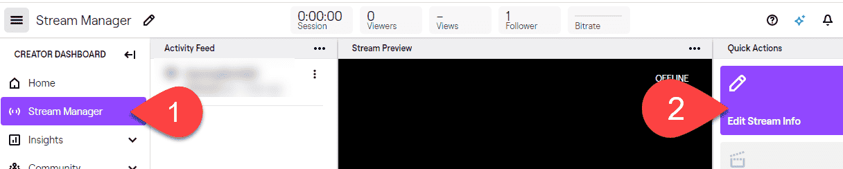 Editing stream info in Twitch's creator dashboard.