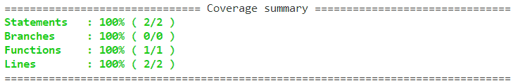 Image of test coverage summary report.