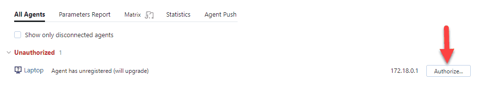 Screenshot showing how to authorize the newly added build agent.
