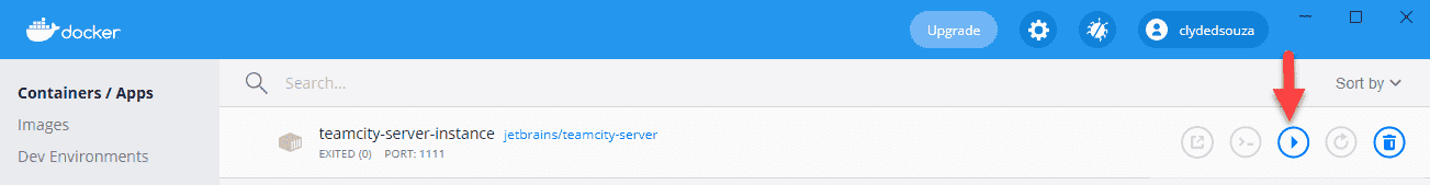Screenshot showing how to start a Docker container.