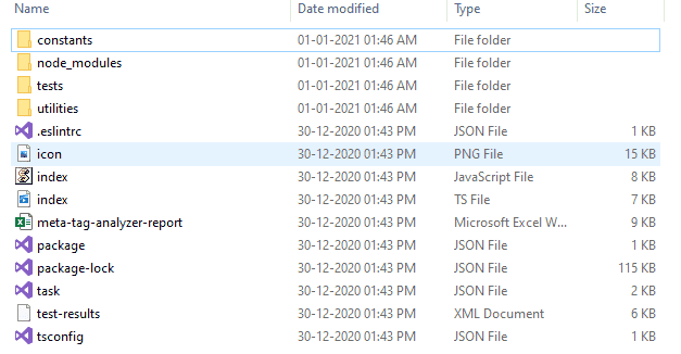 Image showing the contents of the buildAndReleaseTask folder.