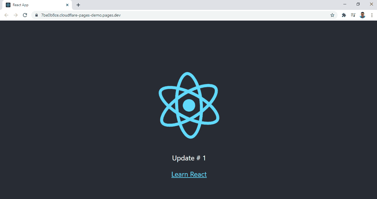 A screenshot of the React app.