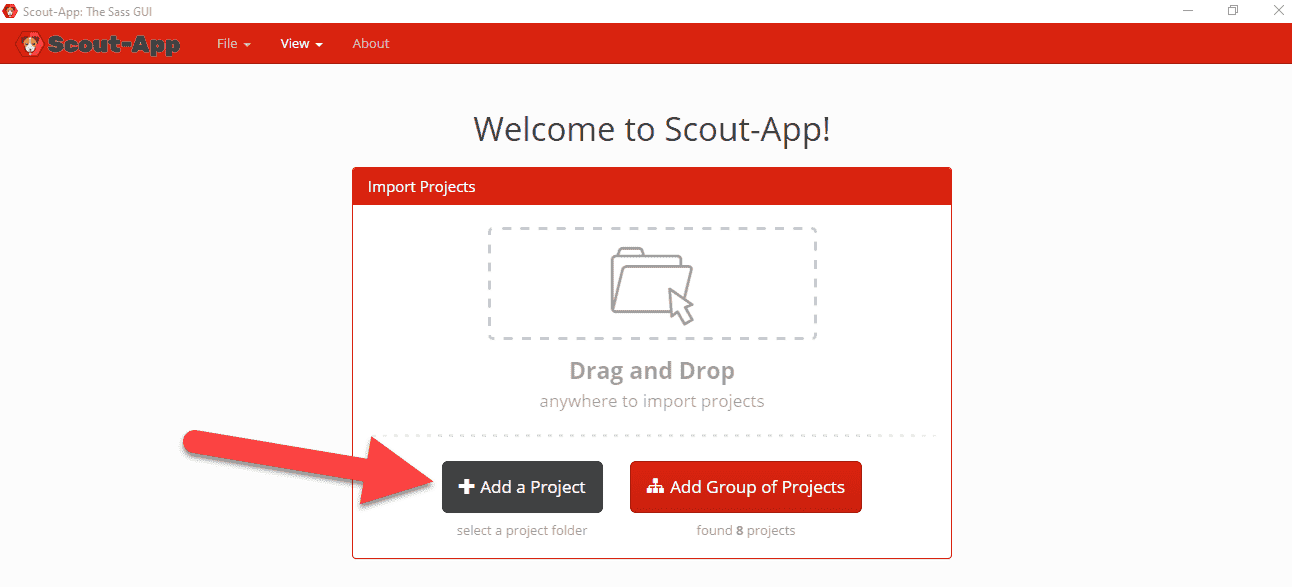 Screenshot showing how to add a project into Scout-App.
