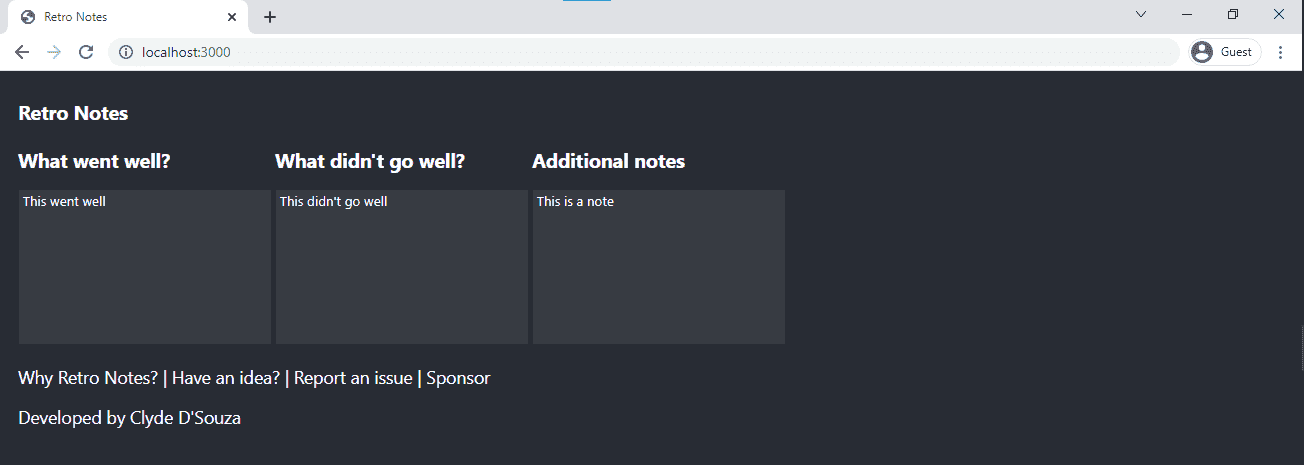 Screenshot of the Chrome extension when running as a standalone website.