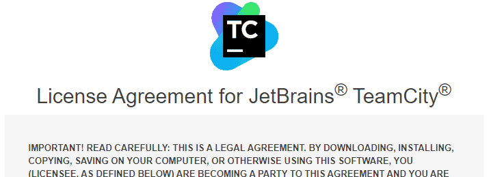 Partial screenshot of TeamCity's agreement.