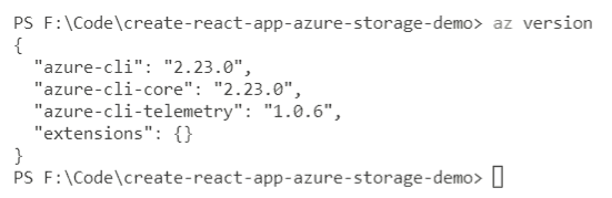 Screenshot showing the output of an Azure CLI command.