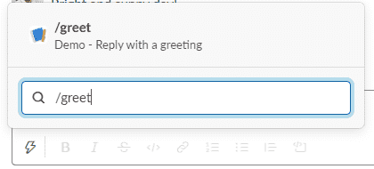 Screenshot showing how to test the slash command in Slack.