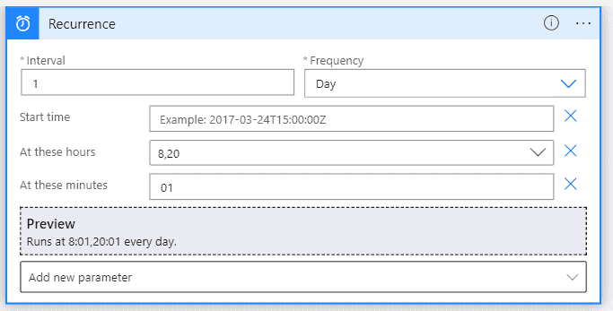 Image showing what the trigger should look like for this Logic App.