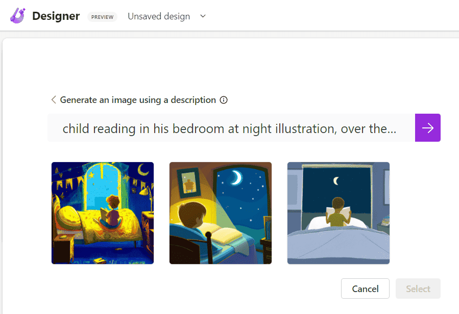 A screenshot of Microsoft Designer in action.