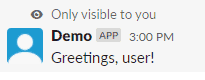 Screenshot showing the demo Slack app in action.