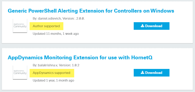 Image of a couple of AppDynamics Extensions