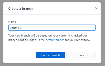 An image showing the creation of a new branch in GitHub using the GitHub Desktop app.