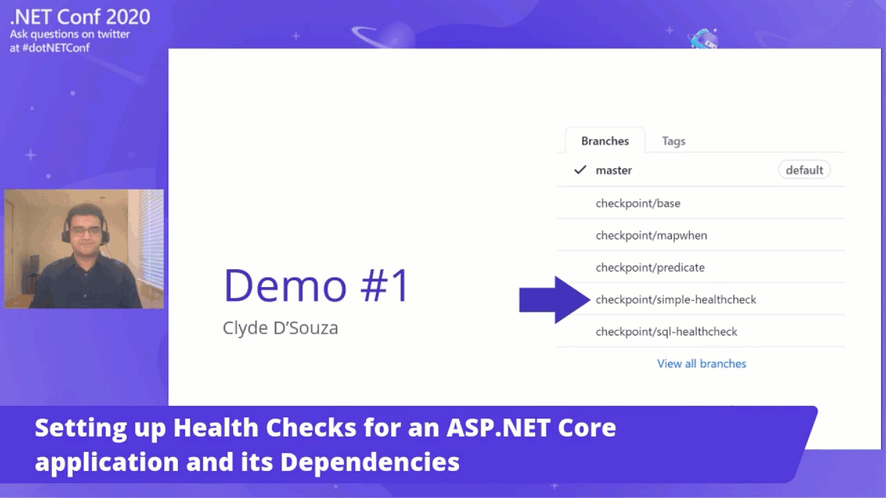GIF of a short clip from my session from .NET Conference 2020
