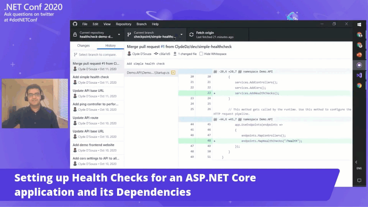 GIF of a short clip from my session from .NET Conference 2020