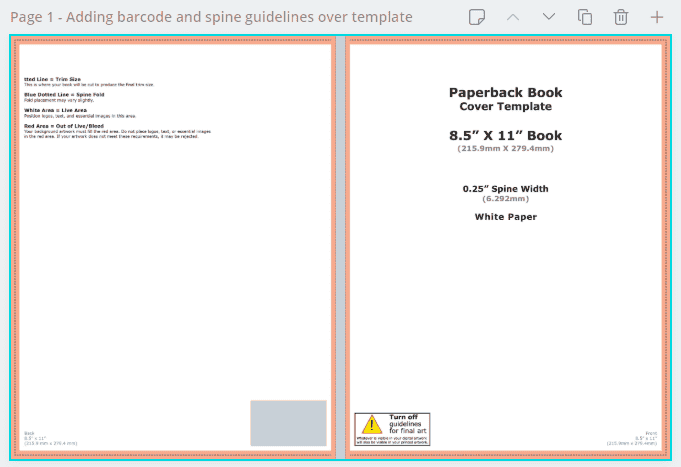 Step 1: Adding barcode and spine guidelines over the template