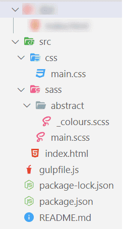 Screenshot of the source code directory with a few folders blurred out.