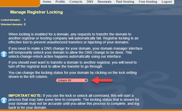 Image of the registrar locking screen in Register4Less