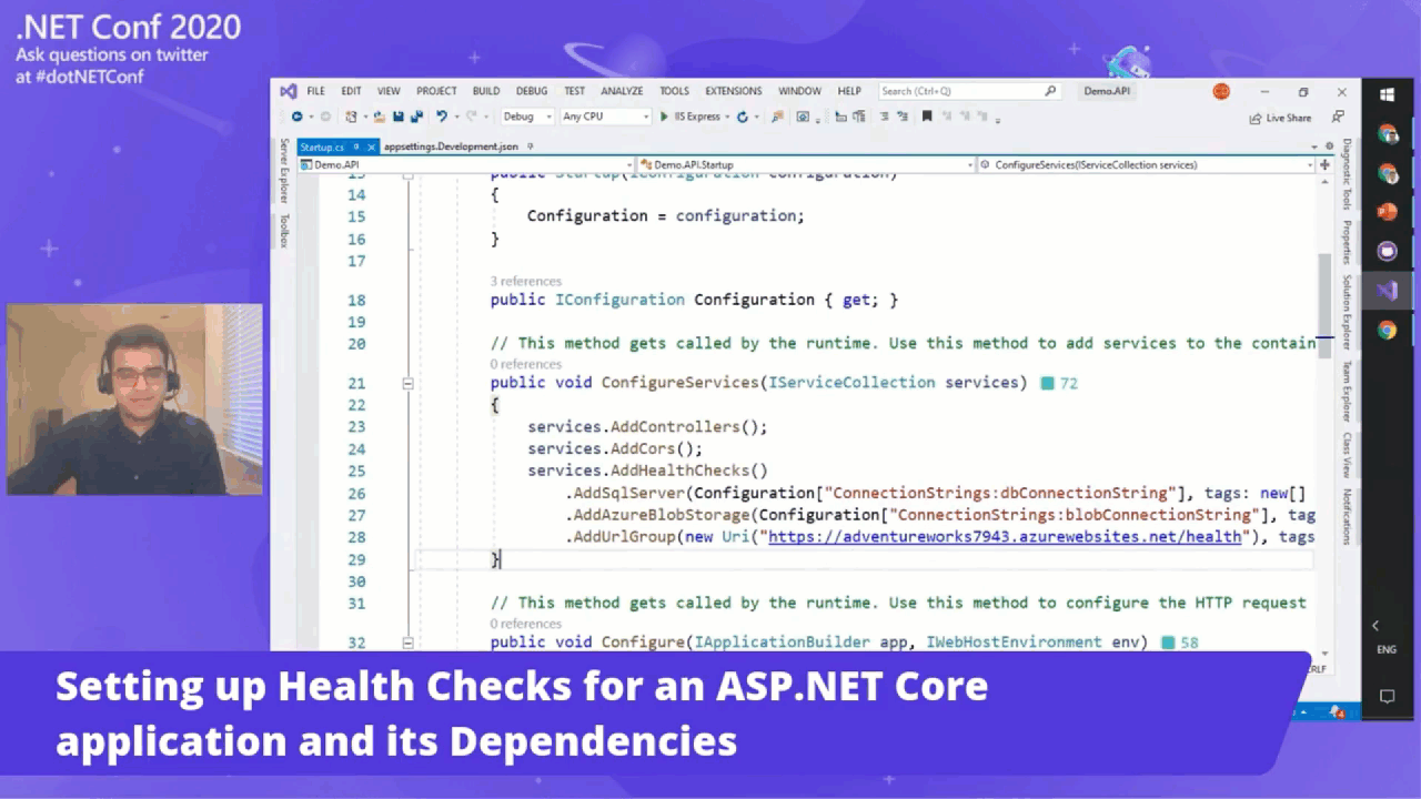 GIF of a short clip from my session from .NET Conference 2020