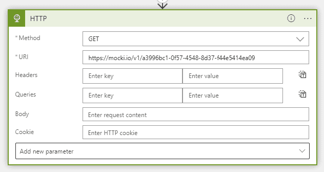 Image showing how to configure the HTTP action for our Logic App.