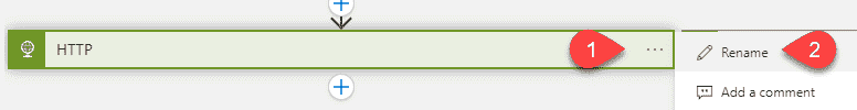 Image showing how to rename a step in the Logic App.