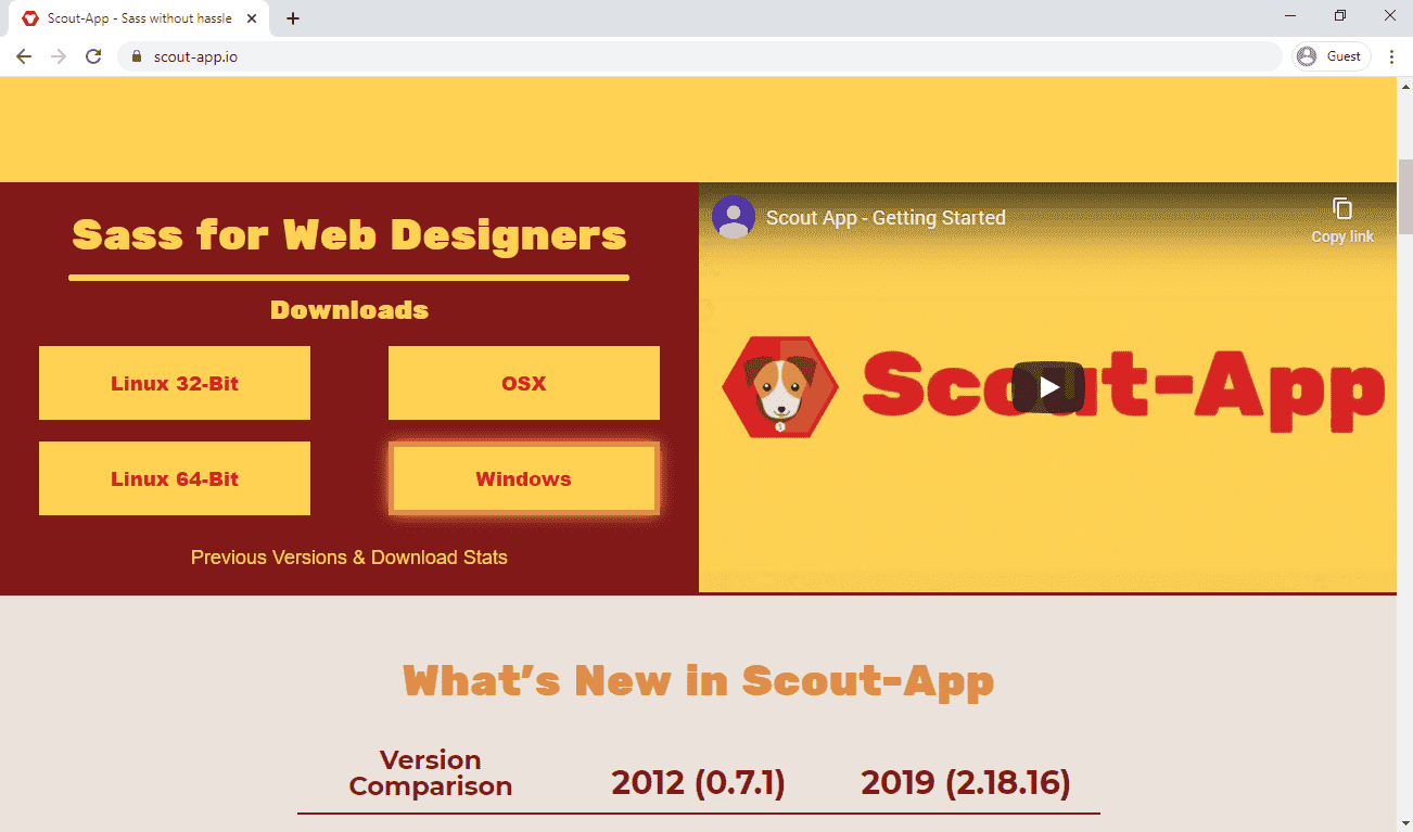 Screenshot of Scout-App's website.