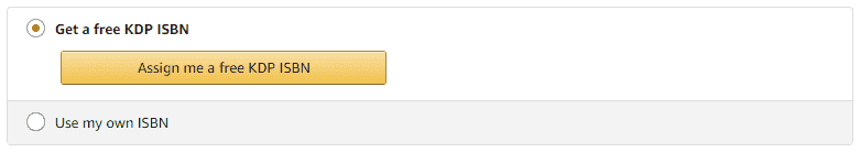 Image showing how to get a free ISBN assigned by KDP.