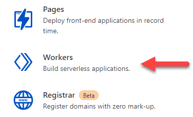 Screenshot showing how to access Cloudflare Workers.