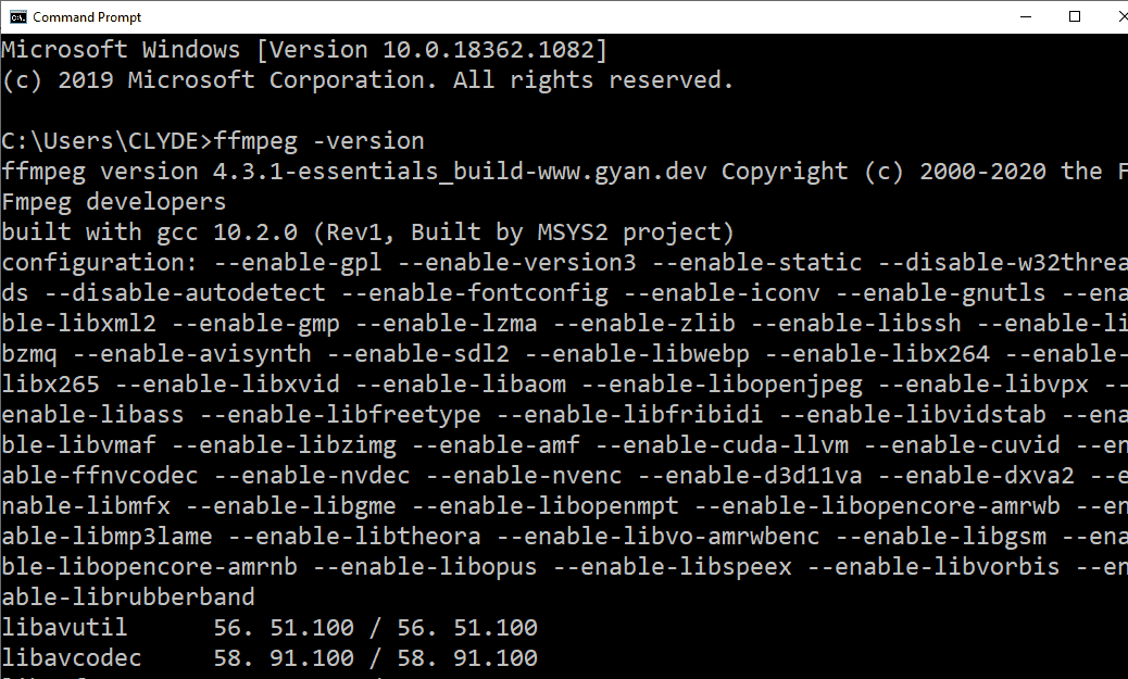Testing FFmpeg command.