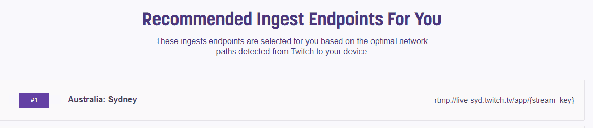 List of Twitch ingest endpoints.