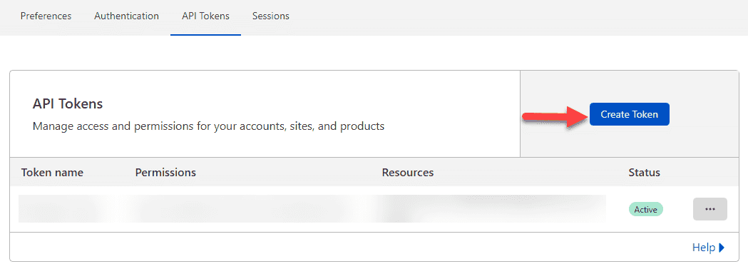Screenshot showing how to create a new API token.