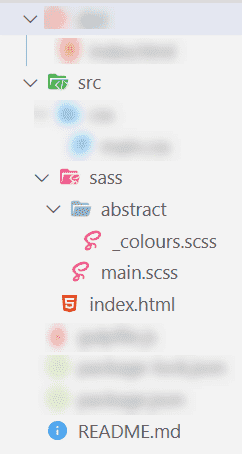 Screenshot of the source code directory with a few folders blurred out.